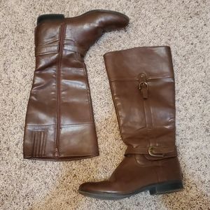 Women's Unisa Brown Leather Riding Boots
